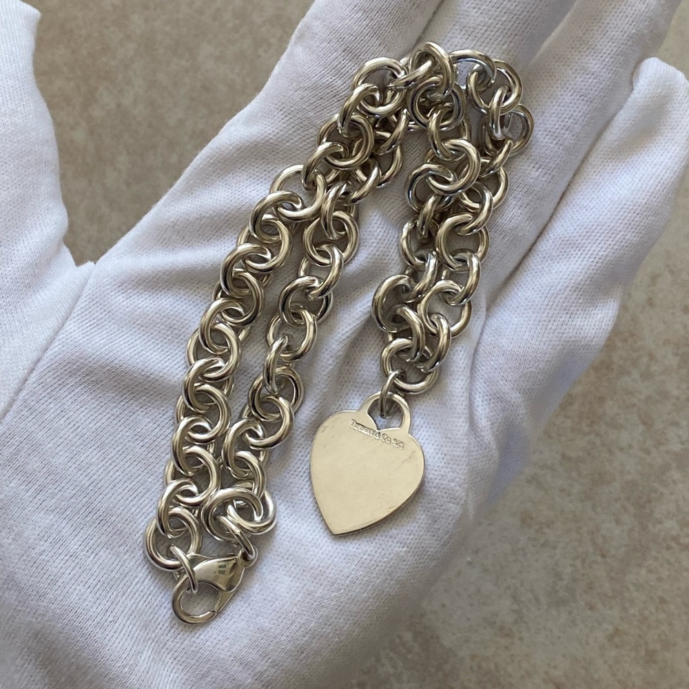 RETIRED TIFFANY & CO HEART TAG CHAIN LINK CHOKER NECKLACE